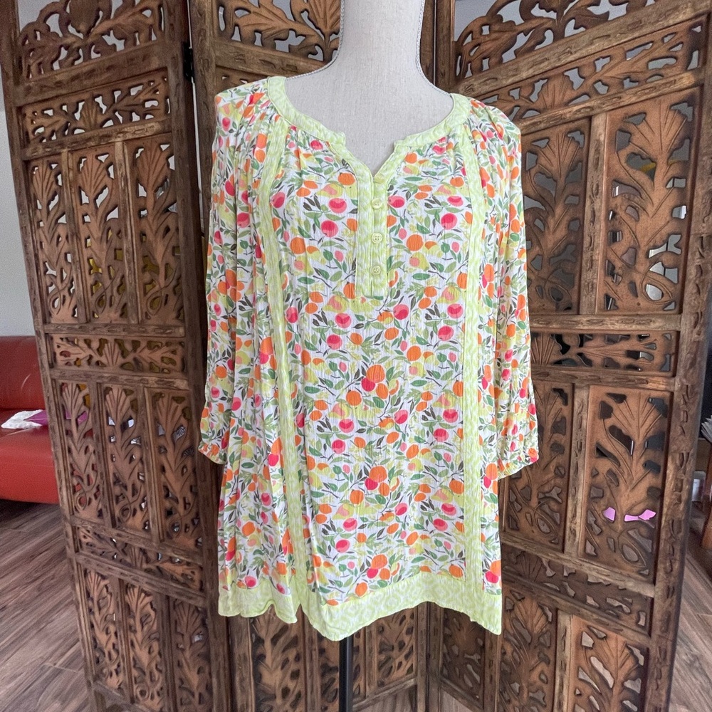 Westbound Cream 3/4 Sleeve Polo Tunic
